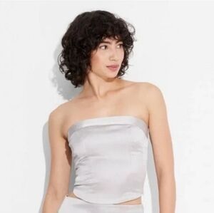 WILD FABLE Satin Bustier Tube Top Silver Size Medium